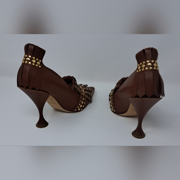 Burberry Goodall 105 Kiltie Fringe Leather Point Toe Pumps Heels 8 US 38 EU - Picture 14 of 16